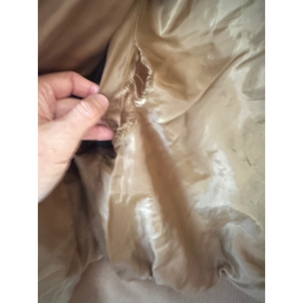 Joujou Brown Suede Leather Bomber Jacket Ribbed Collar Cropped Y2K small/medium - Picture 13 of 16